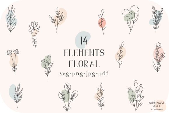 14 Hand-Drawn Flowers and Leaves Svg/png: Botanicals for Your Projects