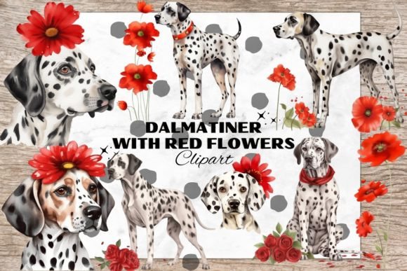 Dalmatian Dog with Red Flower: A Designer's Delight