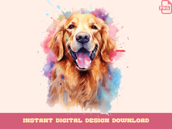 Golden Retriever PNG: A Watercolor Art Asset for Designers