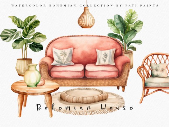 Infuse Free-Spirited Charm with Boho Watercolor Clipart