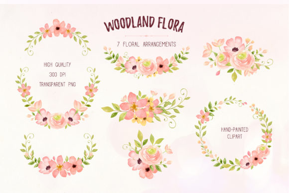 Pink Floral Frames Watercolor Clipart for Elegant Designs