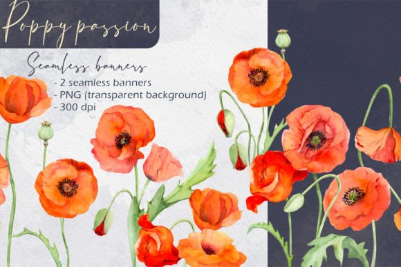 Poppy Passion: Seamless Banners for Elegant Design