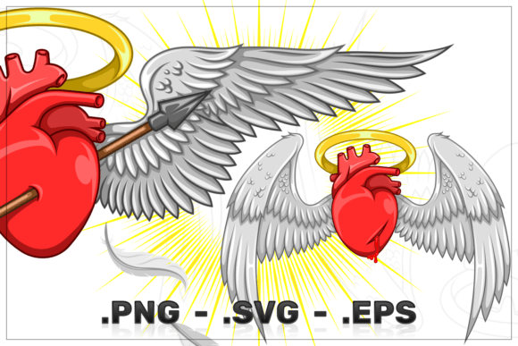 Realistic Anatomical Heart with Wings: A Bold Design Asset