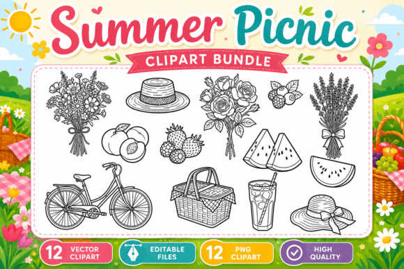 Summer Picnic Clipart Bundle: Sunny Design Assets