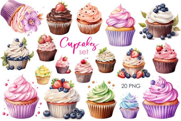 Sweeten Your Designs: Cupcakes Sublimation PNG Clipart