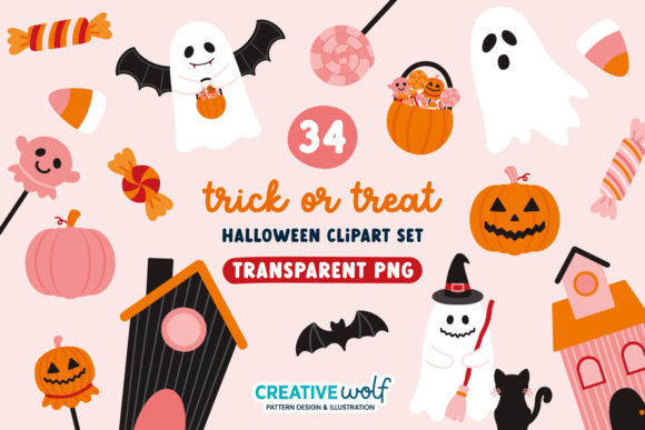 Trick or Treat Halloween Clipart Set: Your Spooky Season Design Toolkit