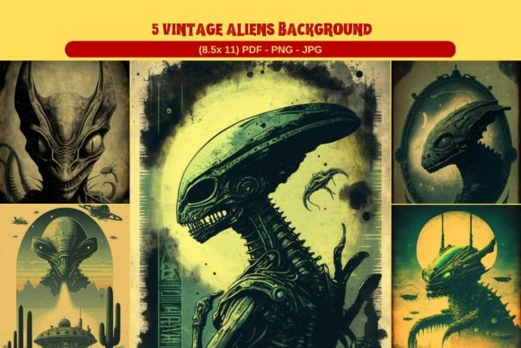 Unearthing Cosmic Charm with Vintage Alien Backgrounds