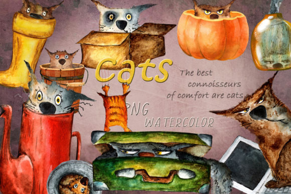 Unleashing Creativity with Funny Cats Watercolor Drawings Png