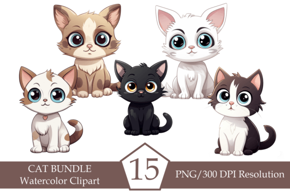 Watercolor Cats and Kittens Clipart for Creative Projects