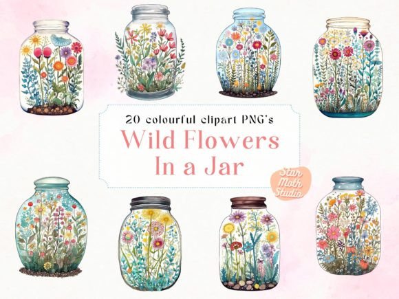 Watercolor Clipart - Wildflowers in Jars: A Design Asset Guide