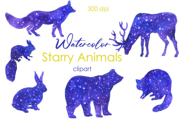 Watercolor Galaxy Animals Clipart: Cosmic Charm for Creators
