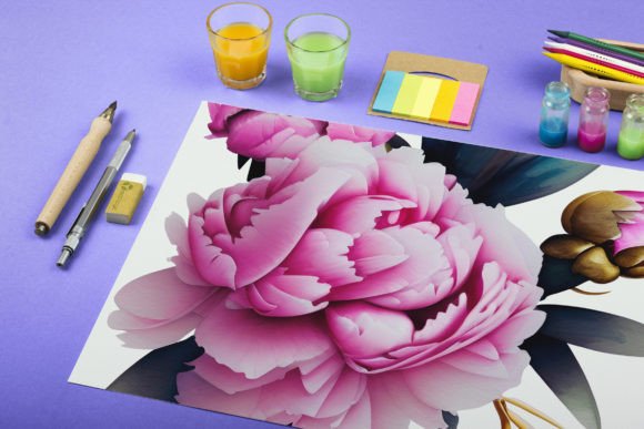 Watercolor Illustration of Peonies 12: A Designer's Floral Asset