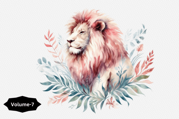 Watercolor Lion Clipart Volume –7: A Creative Asset