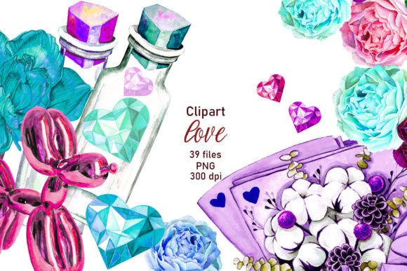 Watercolor Love Clipart: Infusing Projects with Hand-Painted Warmth